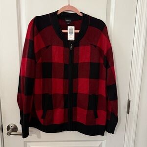 Torrid Red and Black Plaid Sweater